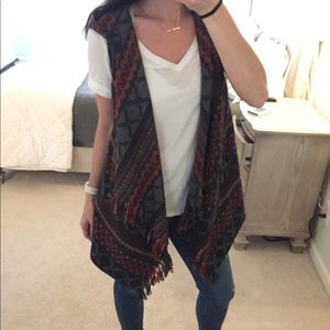 Aztec print vest with hood